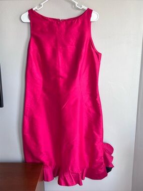 CK Bradley Bateau Silk Dress Ruffle Hem Fuschia Pink 10